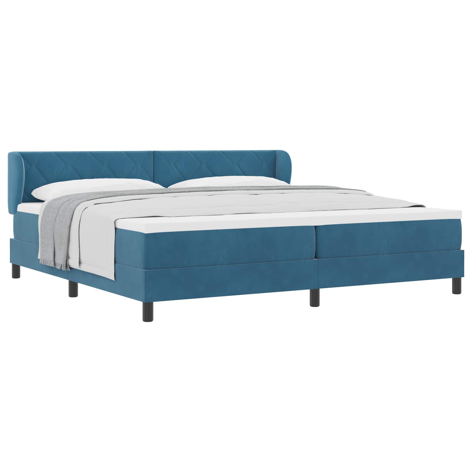 Letto a molle con testiera Blu scuro 200 x 200 cm Velluto | homemem39