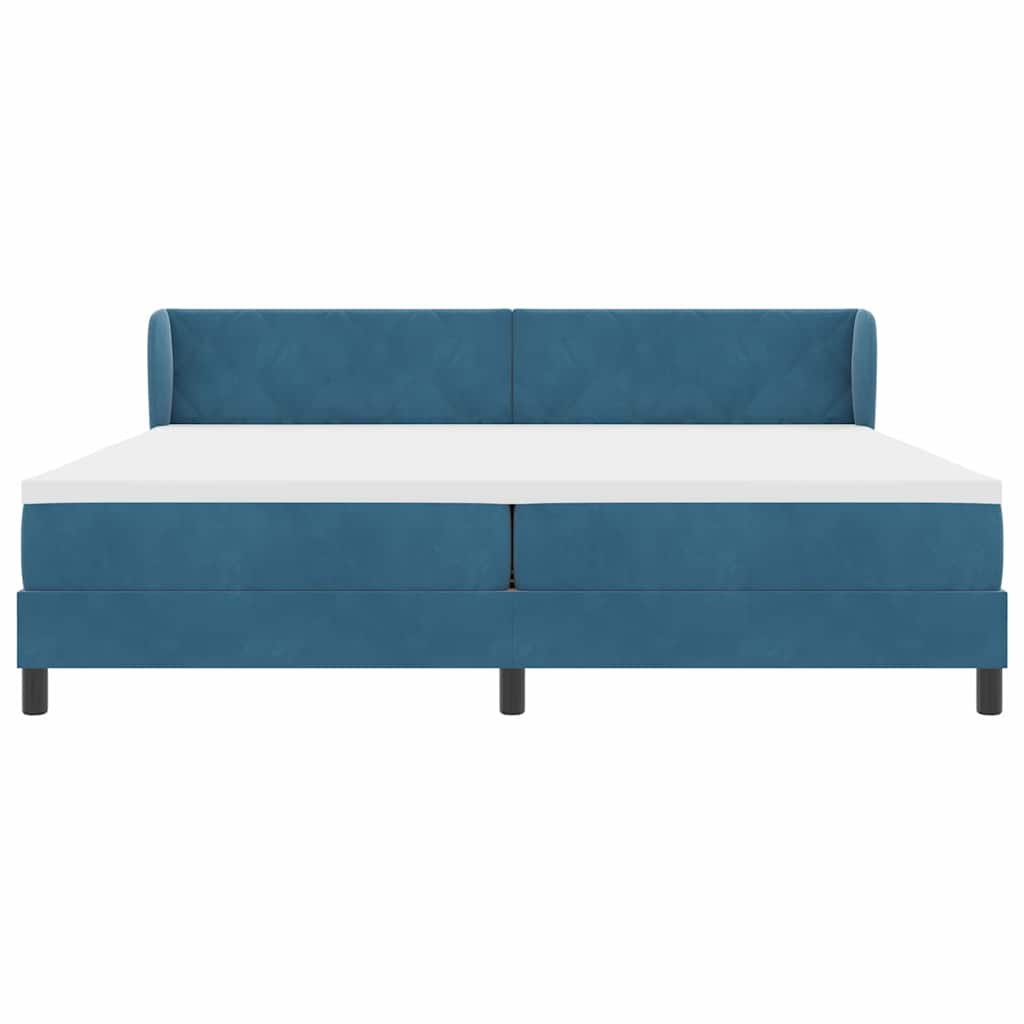 Letto a molle con testiera Blu scuro 200 x 200 cm Velluto | homemem39