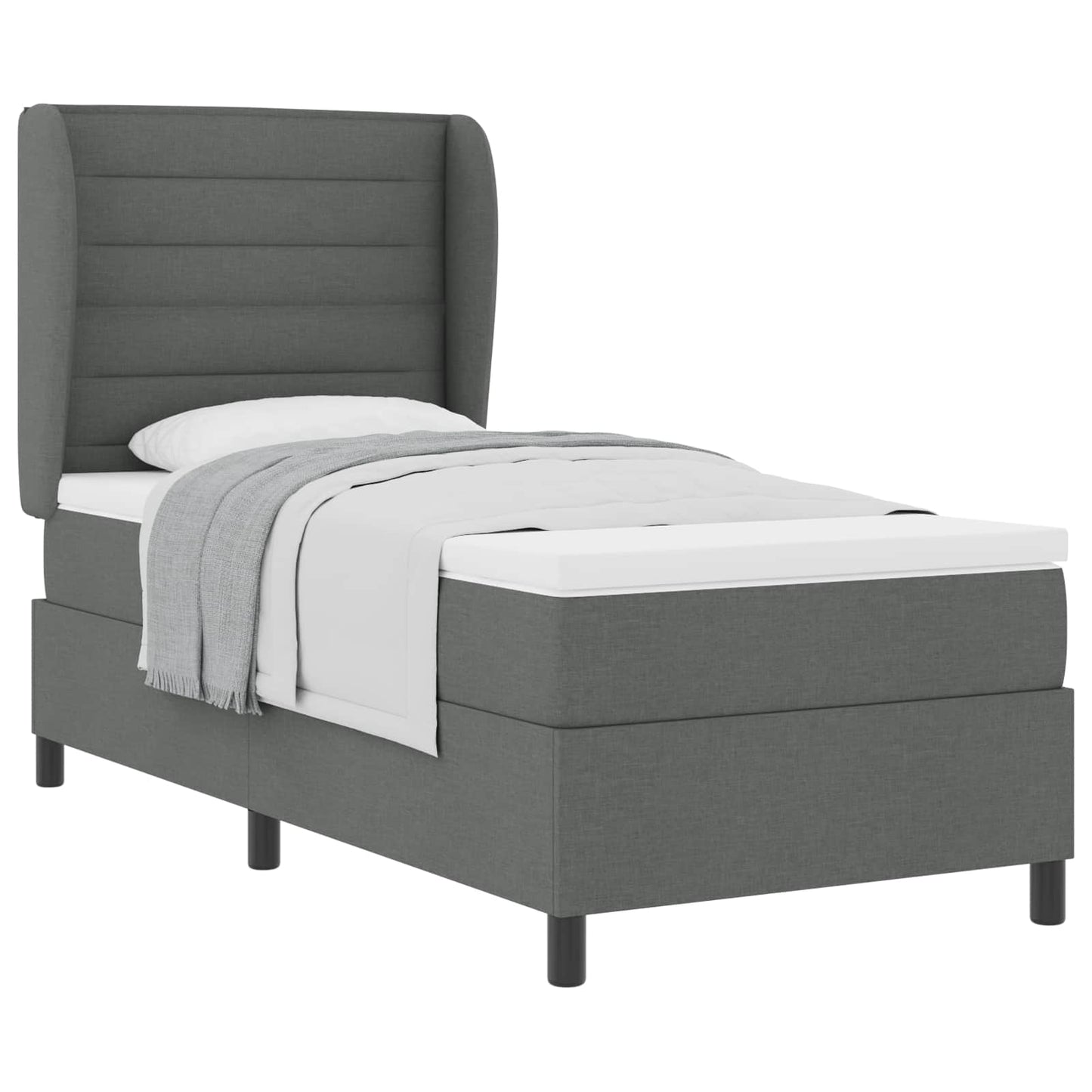Letto a molle con materasso Grigio scuro 80 x 200 cm Tessuto | homemem39