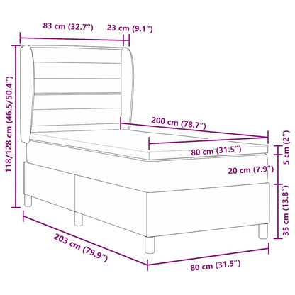 Letto a molle con materasso Nero 80 x 200 cm Tessuto | homemem39