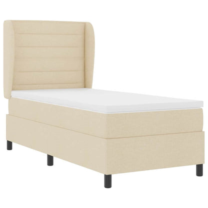 Letto a molle con materasso Crema 90 x 190 cm Tessuto | homemem39