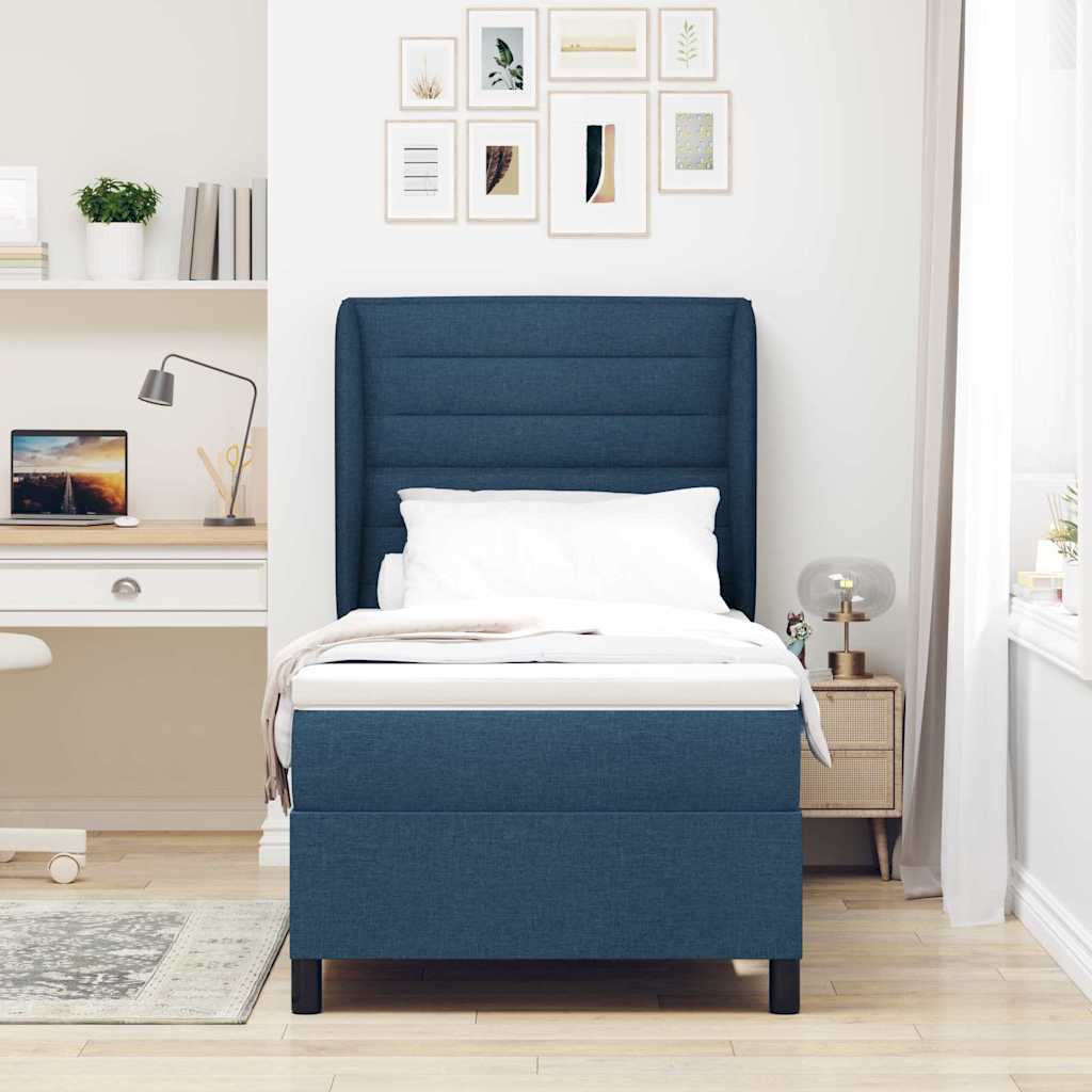 Letto a molle con materasso Blu 90 x 190 cm Tessuto | homemem39