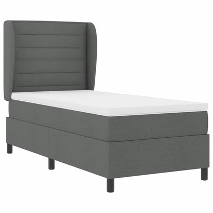 Letto a molle con materasso Grigio scuro 90 x 200 cm Tessuto
