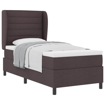 Letto a molle con materasso Marrone scuro 90 x 200 cm Tessuto | homemem39