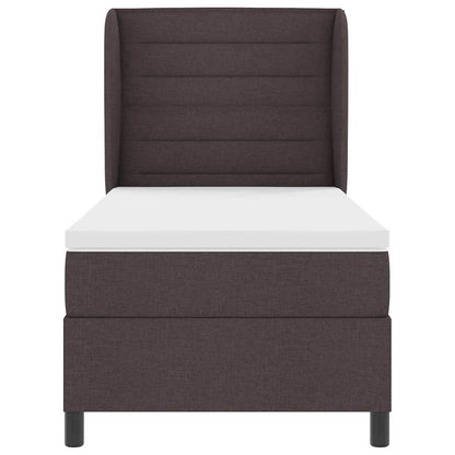 Letto a molle con materasso Marrone scuro 90 x 200 cm Tessuto | homemem39