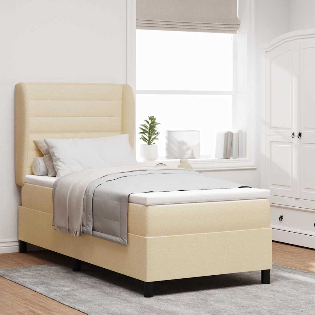 Letto a molle con materasso Crema 90 x 200 cm Tessuto | homemem39