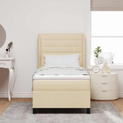 Letto a molle con materasso Crema 90 x 200 cm Tessuto | homemem39