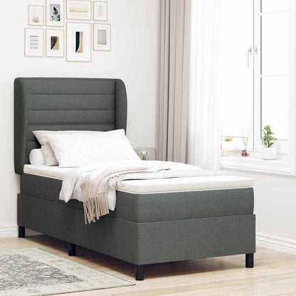 Letto a molle con materasso Grigio scuro 100 x 200 cm Tessuto | homemem39