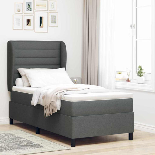 Letto a molle con materasso Grigio scuro 100 x 200 cm Tessuto | homemem39