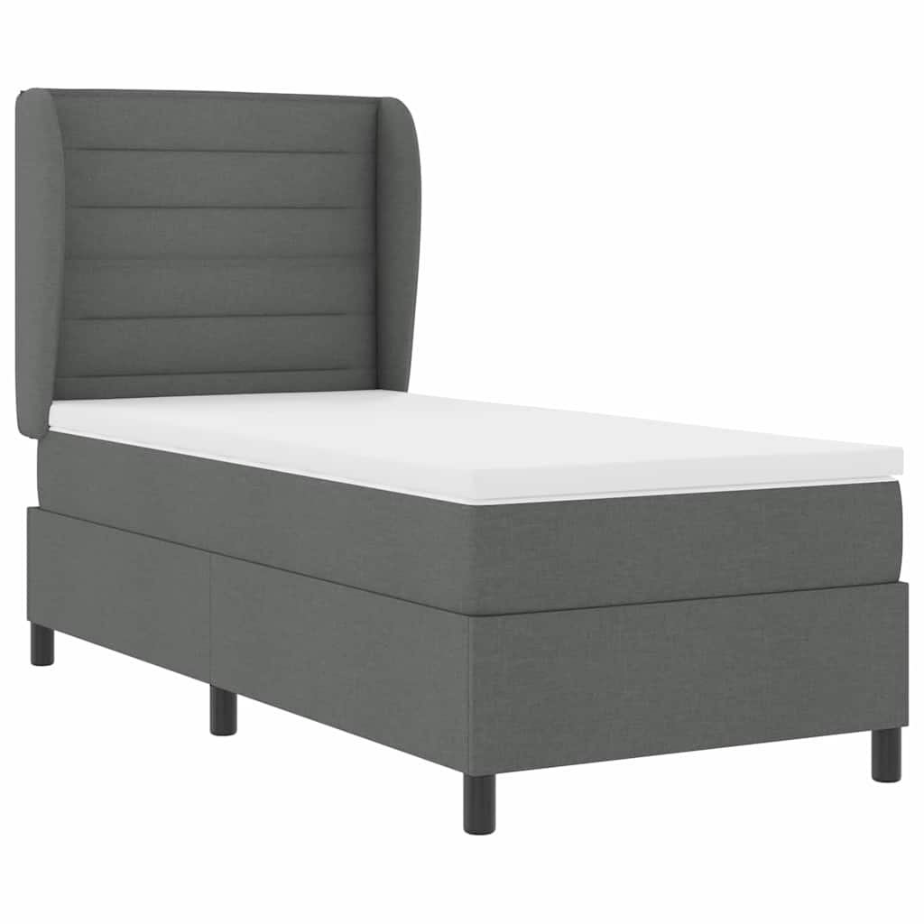 Letto a molle con materasso Grigio scuro 100 x 200 cm Tessuto | homemem39