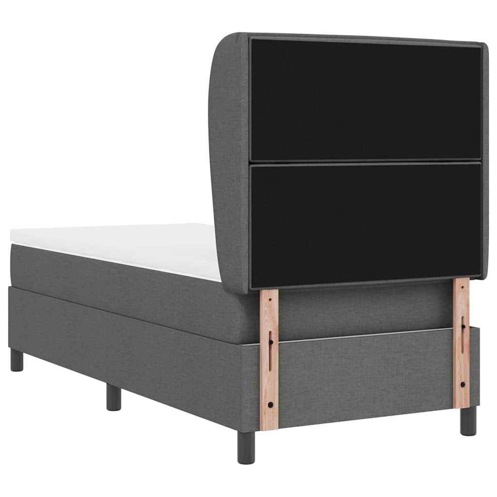 Letto a molle con materasso Grigio scuro 100 x 200 cm Tessuto | homemem39