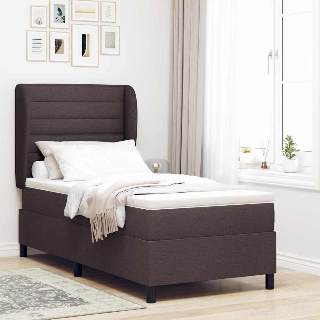 Letto a molle con materasso Marrone scuro 100 x 200 cm Tessuto | homemem39