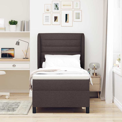 Letto a molle con materasso Marrone scuro 100 x 200 cm Tessuto | homemem39
