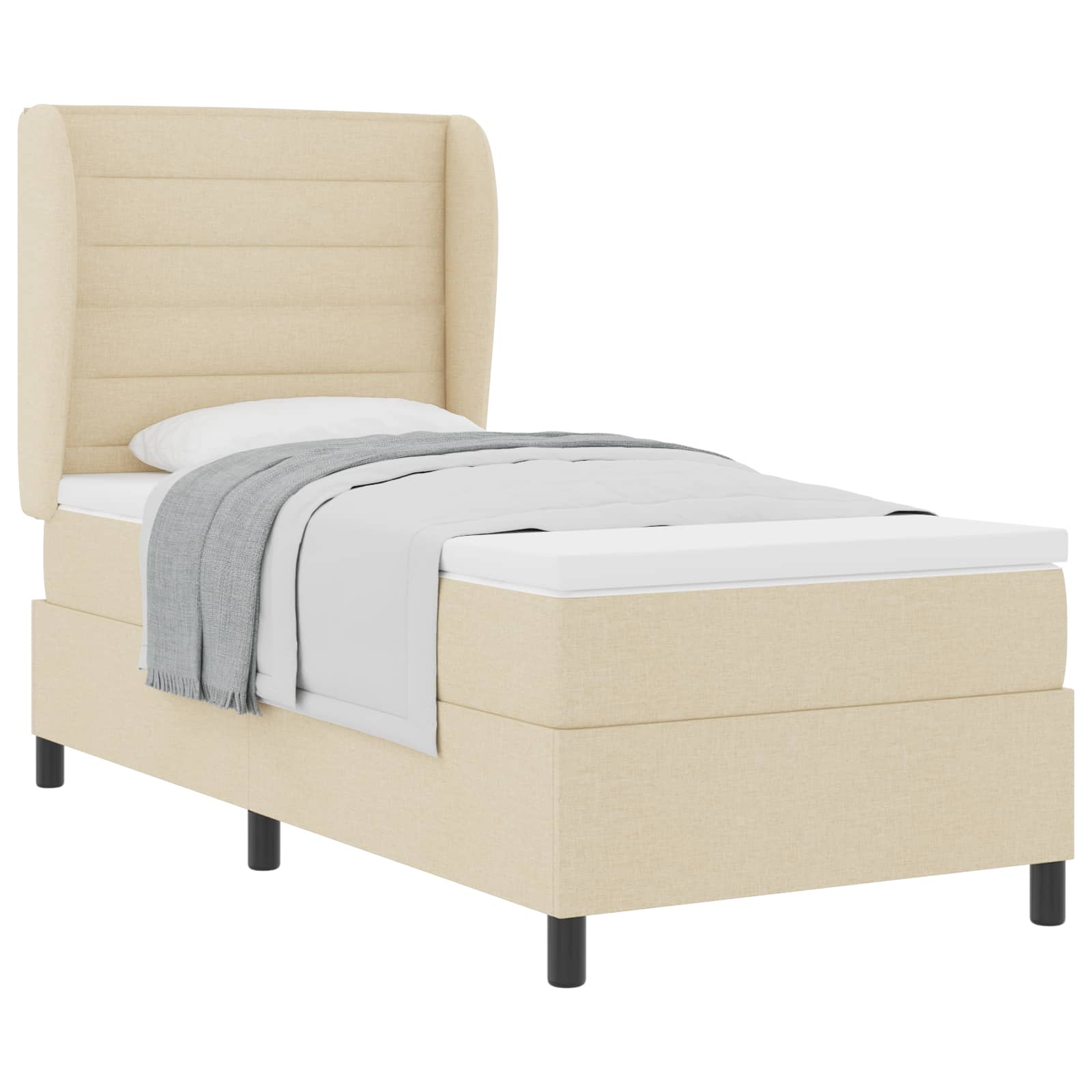 Letto a molle con materasso Crema 100 x 200 cm Tessuto | homemem39
