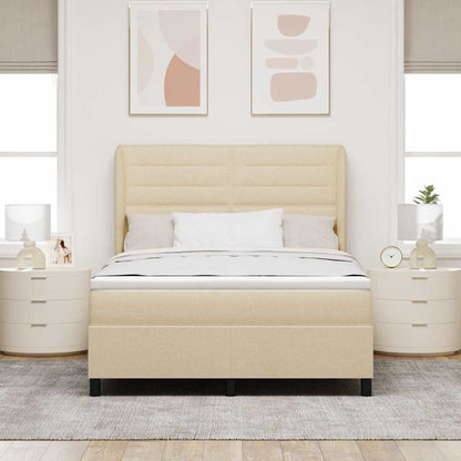 Letto a molle con materasso Crema 140 x 190 cm Tessuto | homemem39