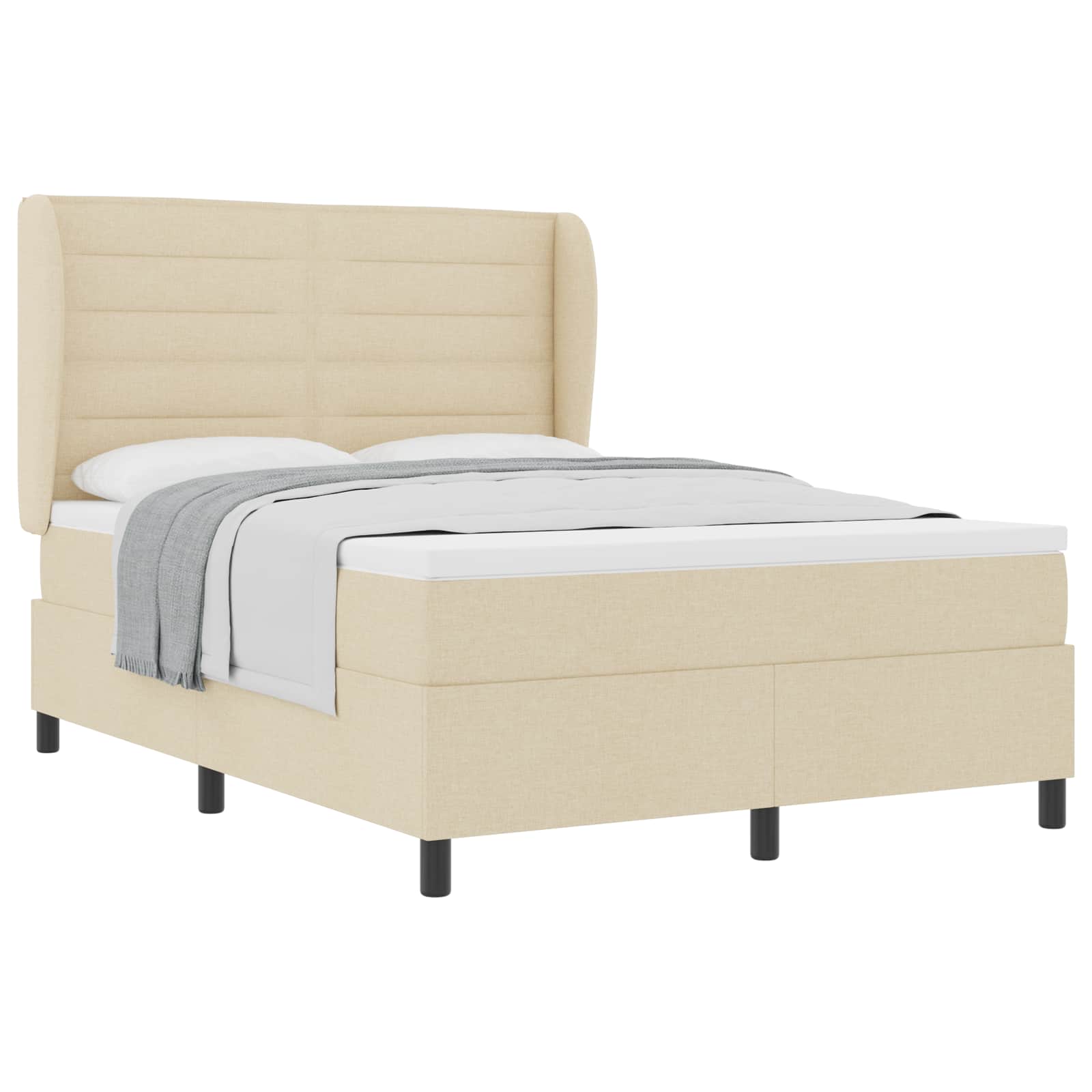Letto a molle con materasso Crema 140 x 190 cm Tessuto | homemem39