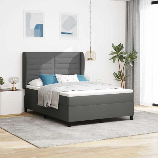 Letto a molle con materasso Grigio scuro 140 x 200 cm Tessuto | homemem39