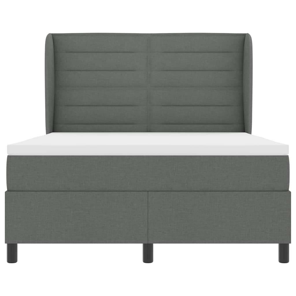 Letto a molle con materasso Grigio scuro 140 x 200 cm Tessuto