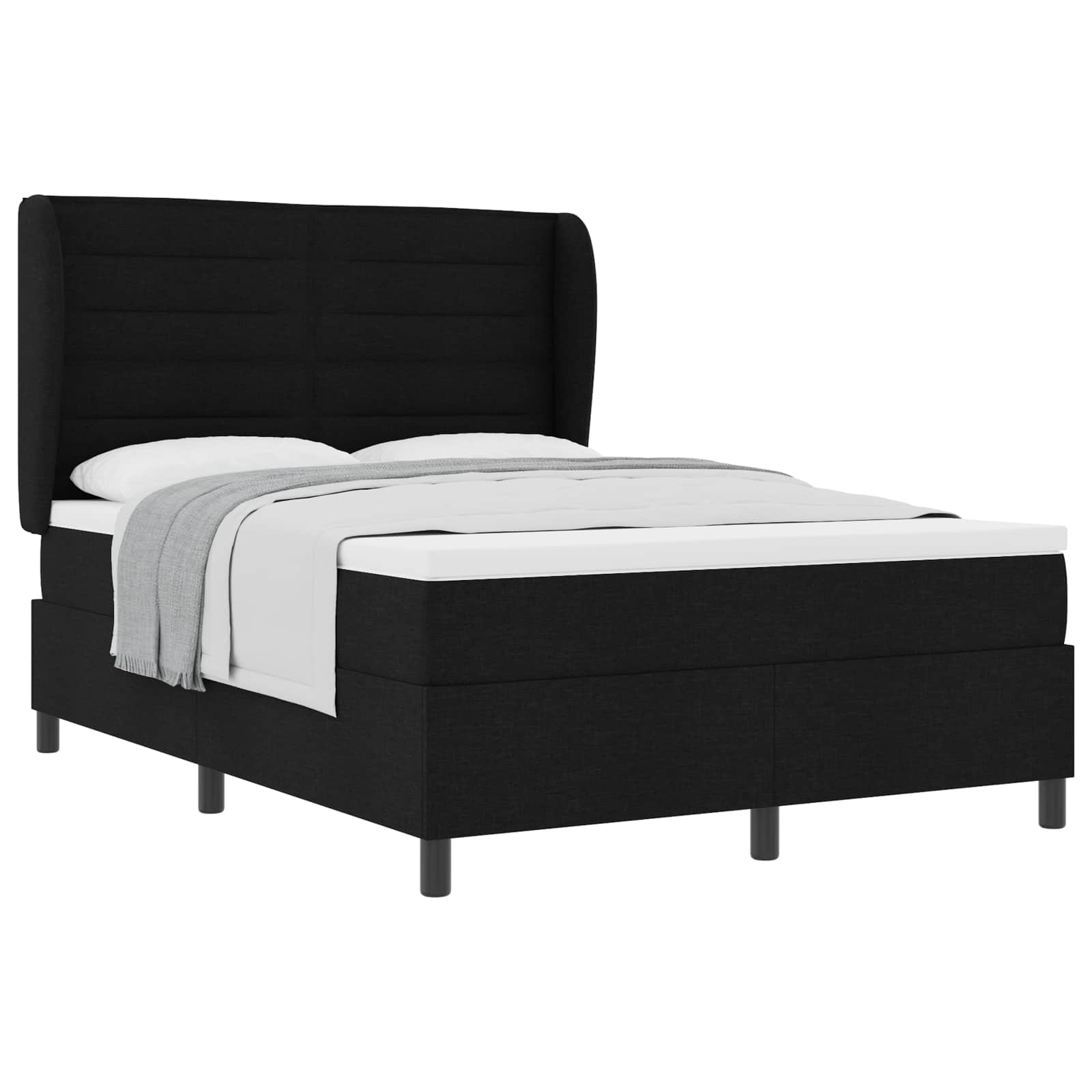 Letto a molle con materasso Nero 140 x 200 cm Tessuto | homemem39