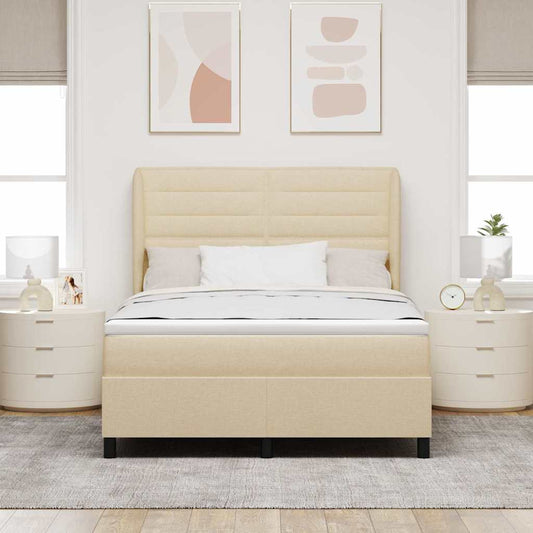Letto a molle con materasso Crema 140 x 200 cm Tessuto | homemem39