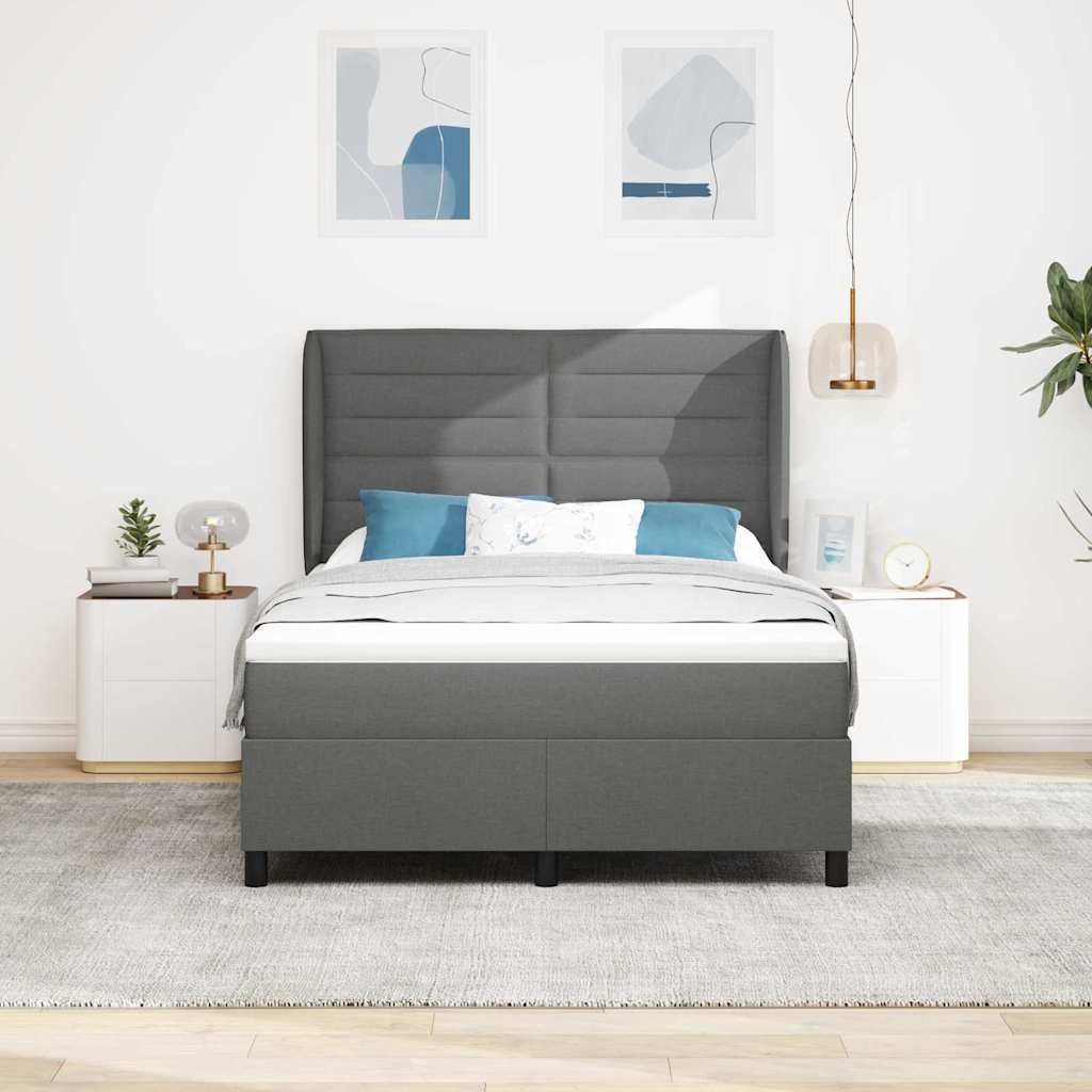 Letto a molle con materasso Grigio scuro 160 x 200 cm Tessuto | homemem39