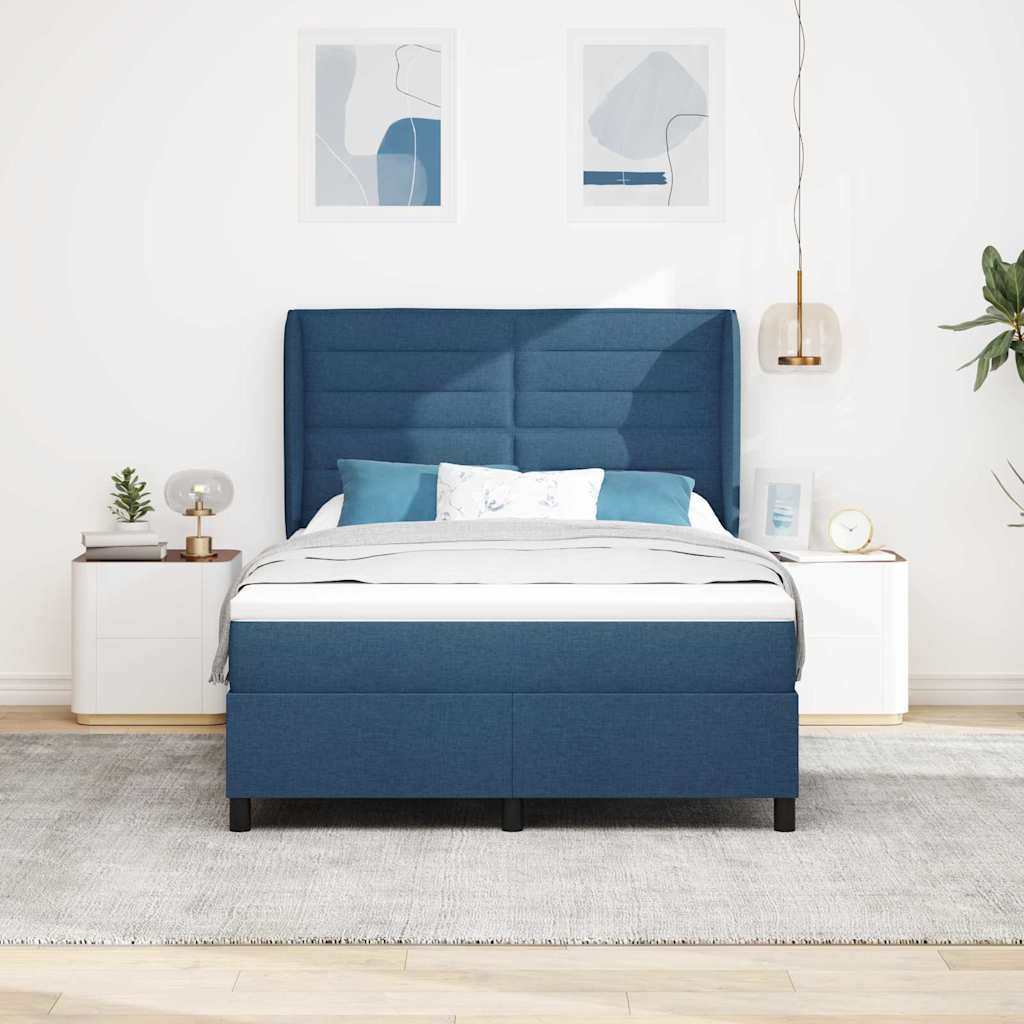 Letto a molle con materasso Blu 160 x 200 cm Tessuto