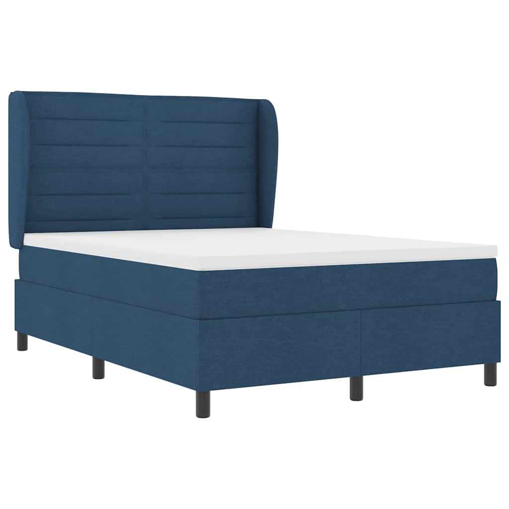 Letto a molle con materasso Blu 160 x 200 cm Tessuto