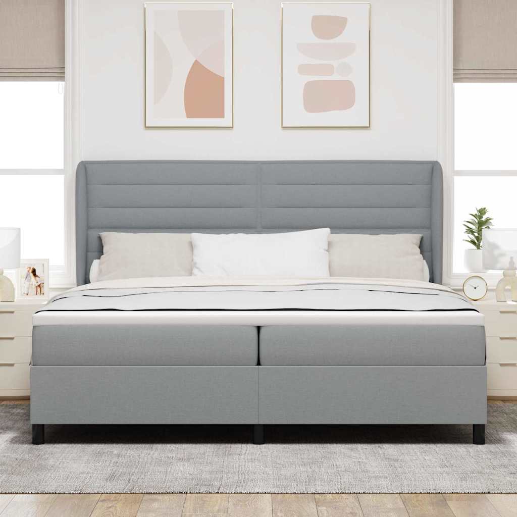Letto a molle con materasso Grigio chiaro 200 x 200 cm Tessuto