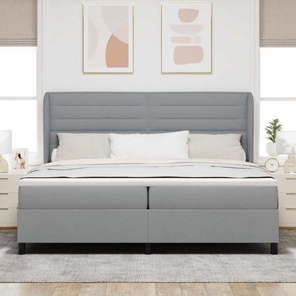 Letto a molle con materasso Grigio chiaro 200 x 200 cm Tessuto