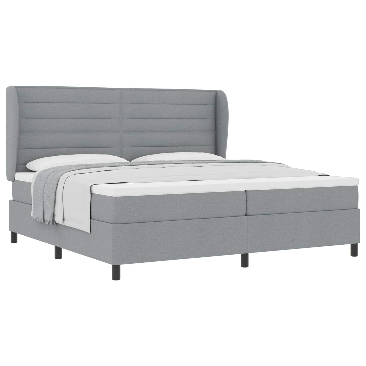 Letto a molle con materasso Grigio chiaro 200 x 200 cm Tessuto