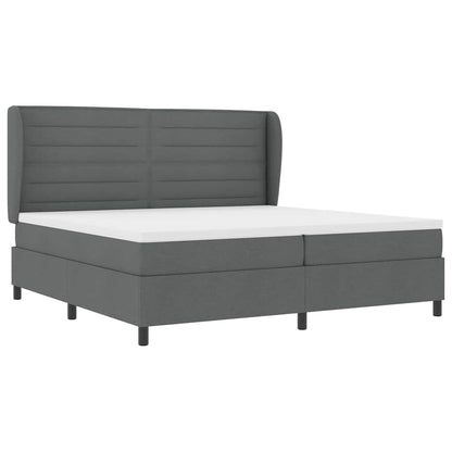 Letto a molle con materasso Grigio scuro 200 x 200 cm Tessuto