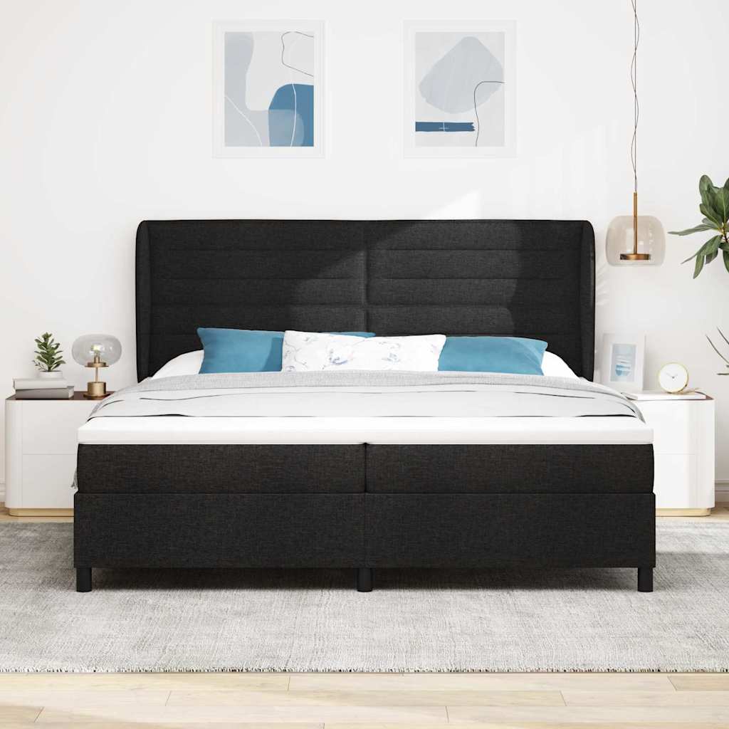 Letto a molle con materasso Nero 200 x 200 cm Tessuto | homemem39