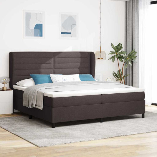 Letto a molle con materasso Marrone scuro 200 x 200 cm Tessuto | homemem39