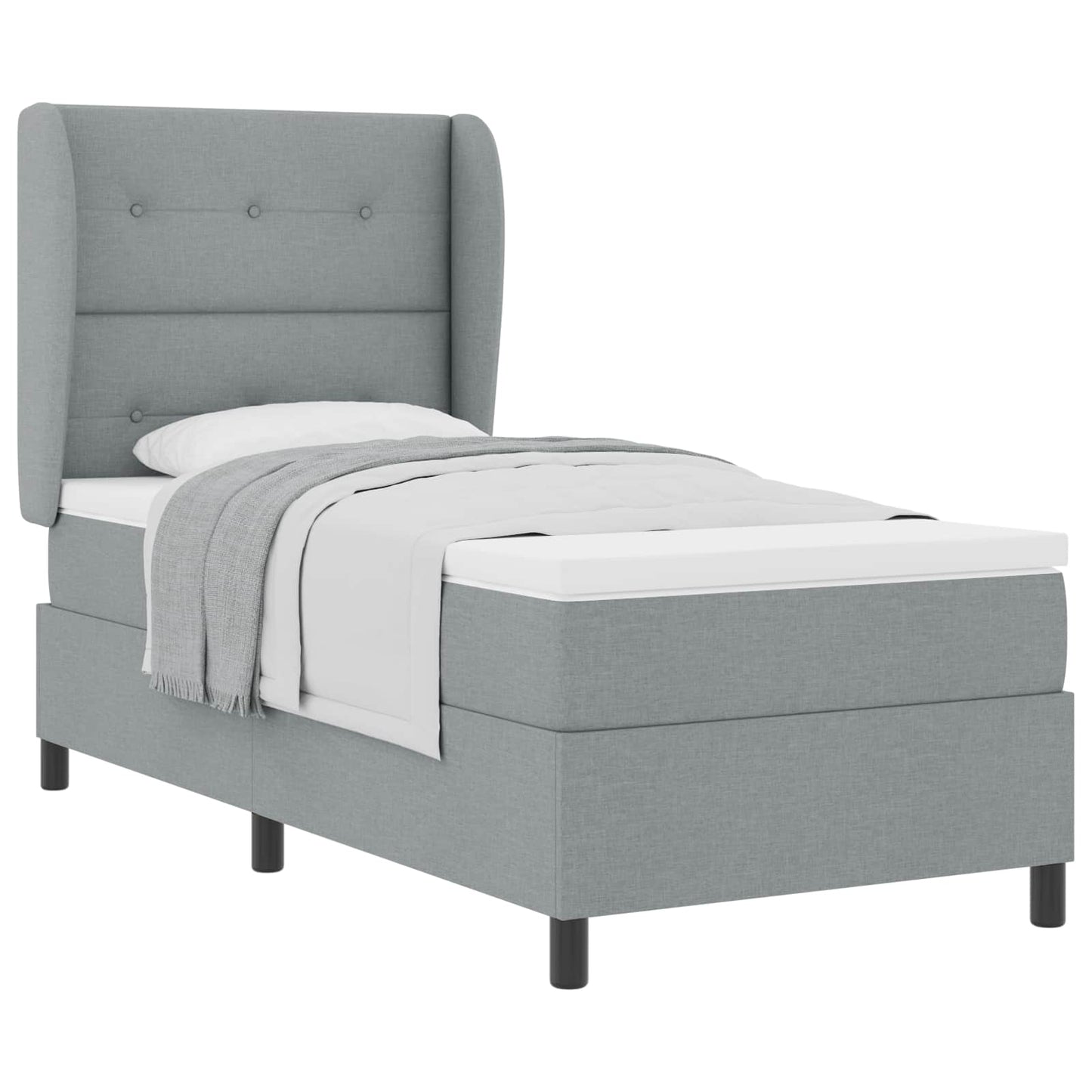Letto a molle con testiera Grigio chiaro 80 x 200 cm Tessuto | homemem39