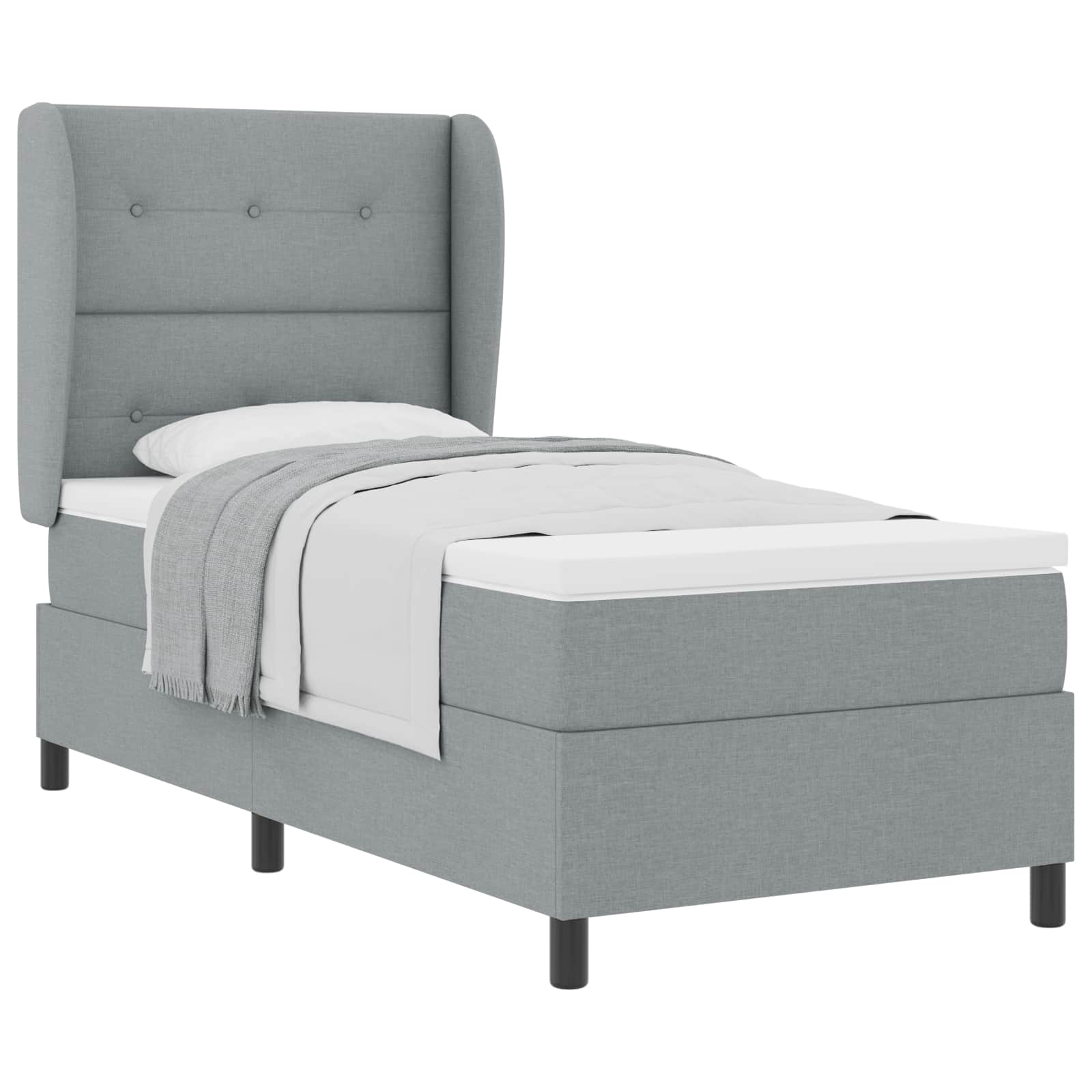 Letto a molle con testiera Grigio chiaro 80 x 200 cm Tessuto | homemem39
