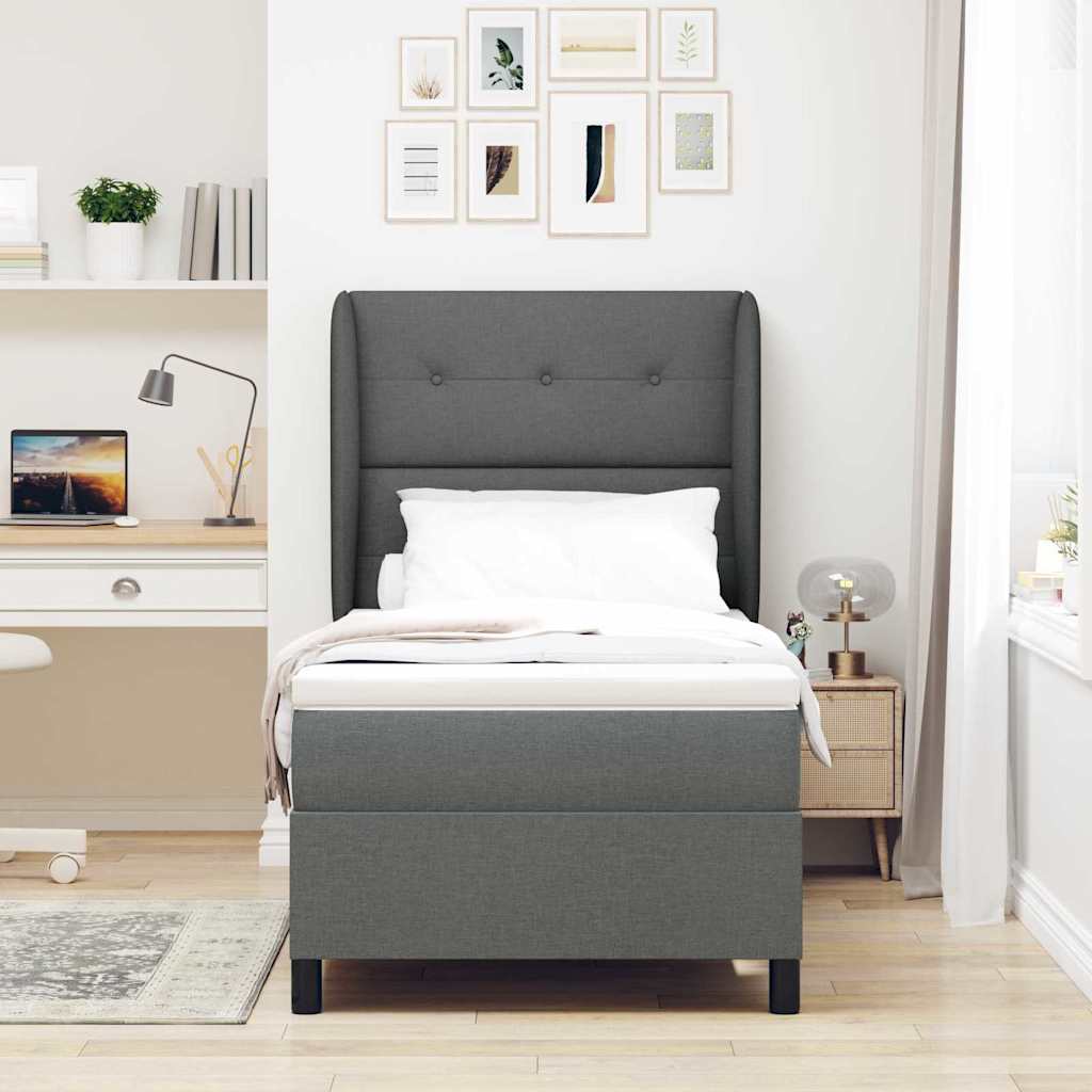 Letto a molle con testiera Grigio scuro 80 x 200 cm Tessuto | homemem39
