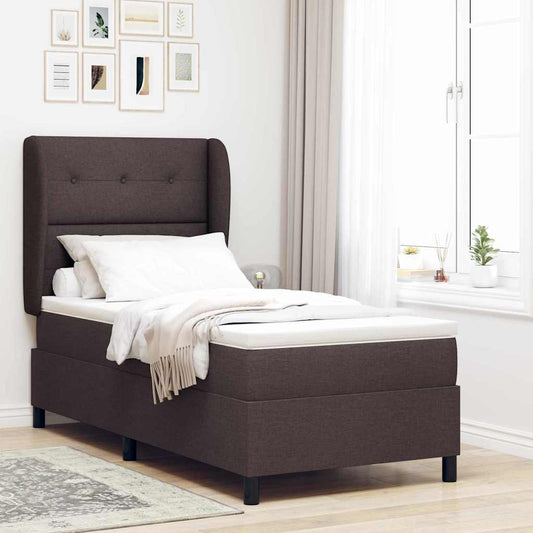 Letto a molle con testiera Marrone scuro 80 x 200 cm Tessuto | homemem39