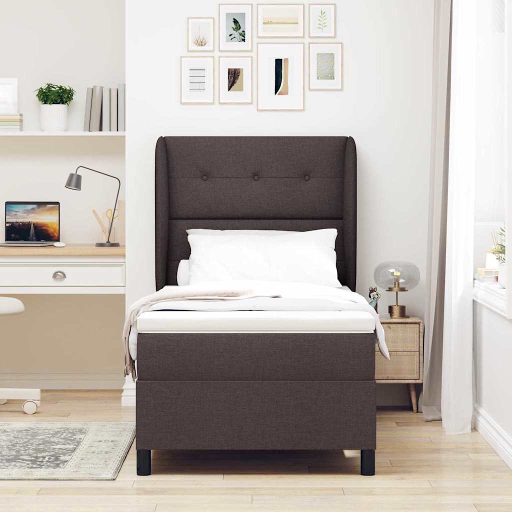 Letto a molle con testiera Marrone scuro 80 x 200 cm Tessuto | homemem39
