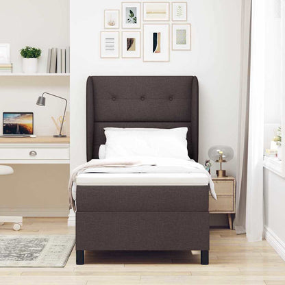 Letto a molle con testiera Marrone scuro 80 x 200 cm Tessuto | homemem39