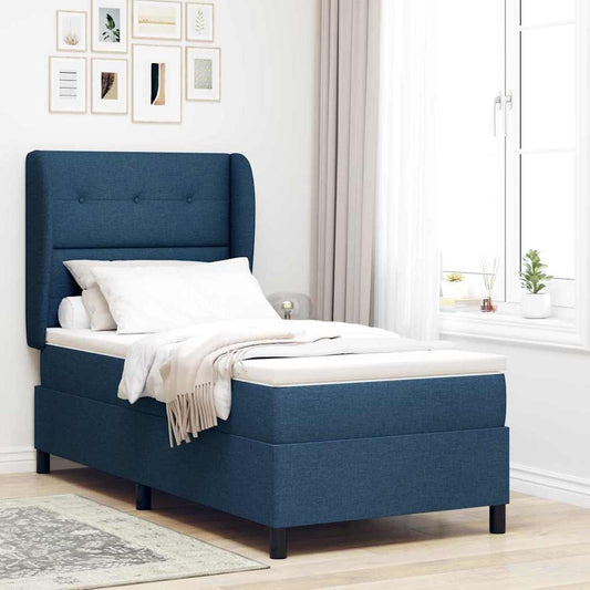 Letto a molle con testiera Blu 80 x 200 cm Tessuto | homemem39
