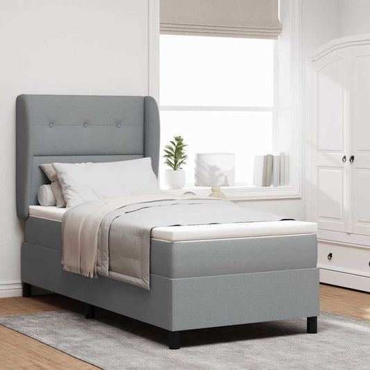 Letto a molle con testiera Grigio chiaro 90 x 190 cm Tessuto | homemem39