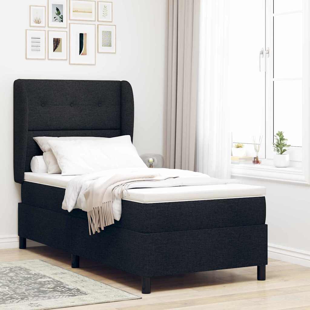 Letto a molle con testiera Nero 90 x 190 cm Tessuto | homemem39