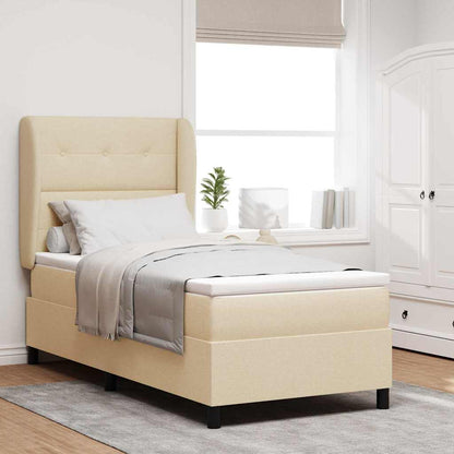 Letto a molle con testiera Crema 90 x 190 cm Tessuto | homemem39