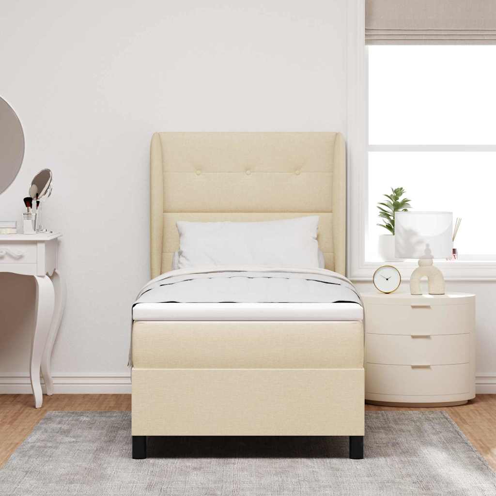 Letto a molle con testiera Crema 90 x 190 cm Tessuto | homemem39