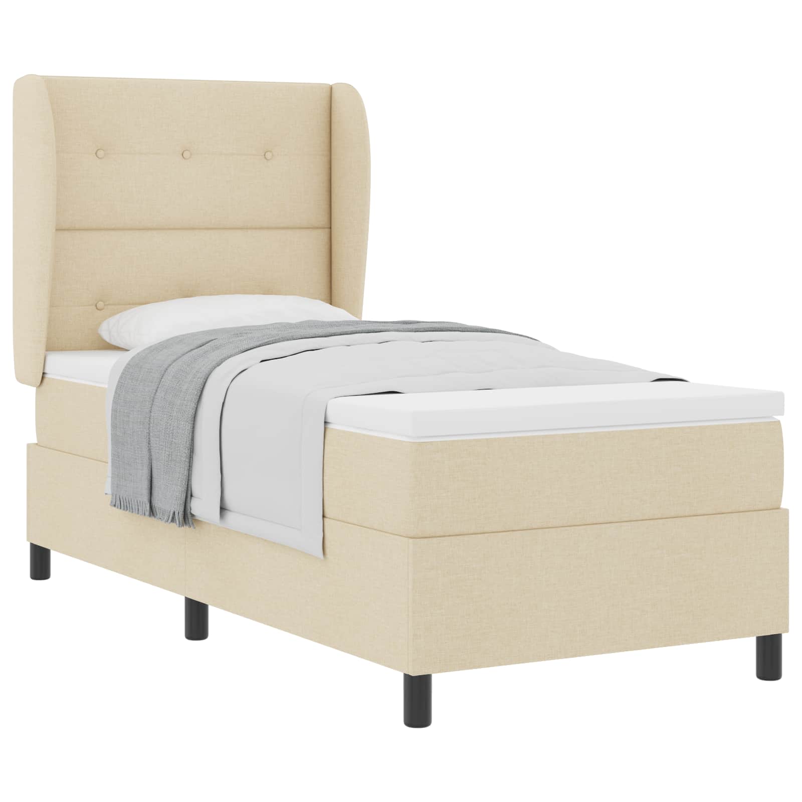 Letto a molle con testiera Crema 90 x 190 cm Tessuto | homemem39