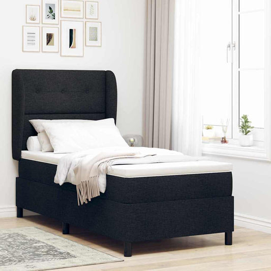 Letto a molle con testiera Nero 90 x 200 cm Tessuto | homemem39