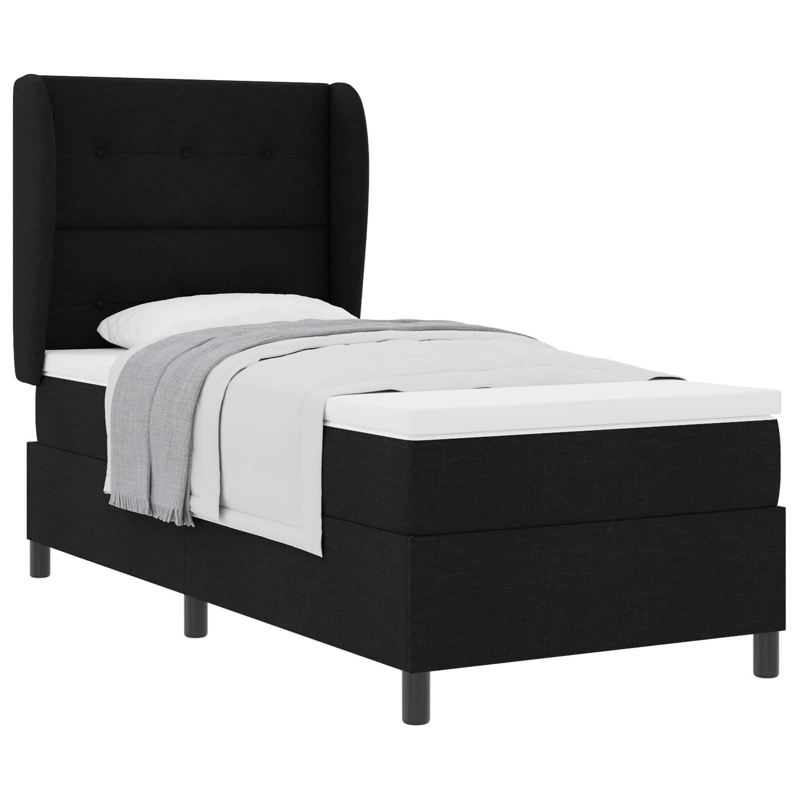 Letto a molle con testiera Nero 100 x 200 cm Tessuto | homemem39