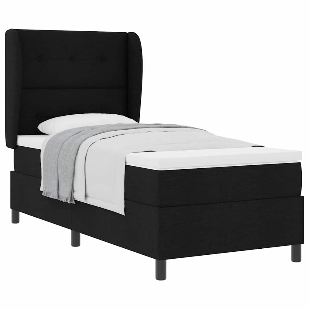 Letto a molle con materasso Nero 100 x 200 cm Tessuto