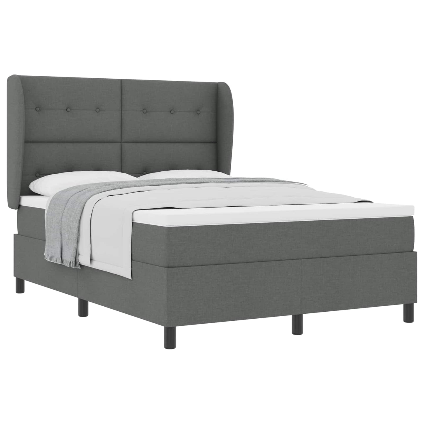 Letto a molle con testiera Grigio scuro 140 x 190 cm Tessuto | homemem39