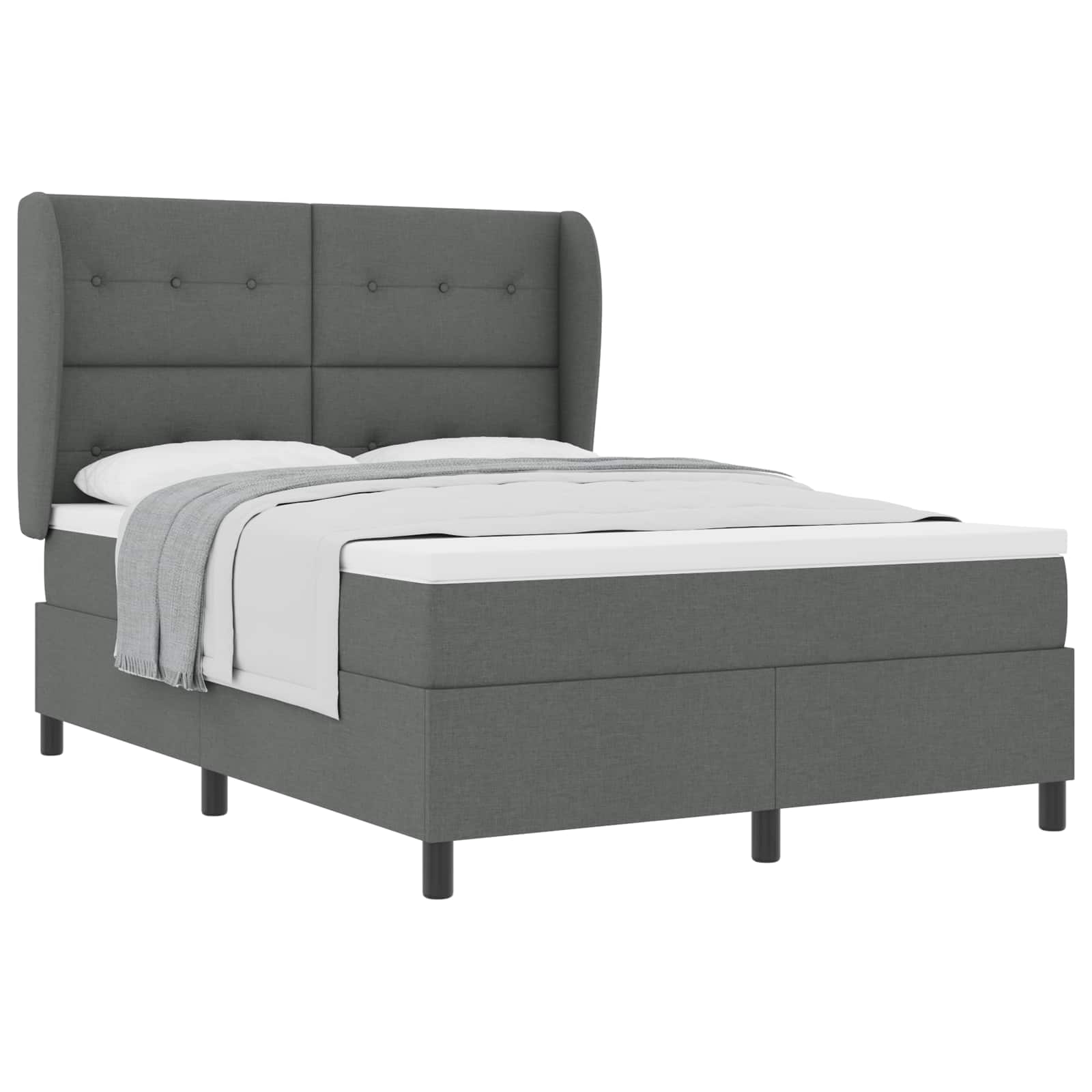 Letto a molle con testiera Grigio scuro 140 x 190 cm Tessuto | homemem39